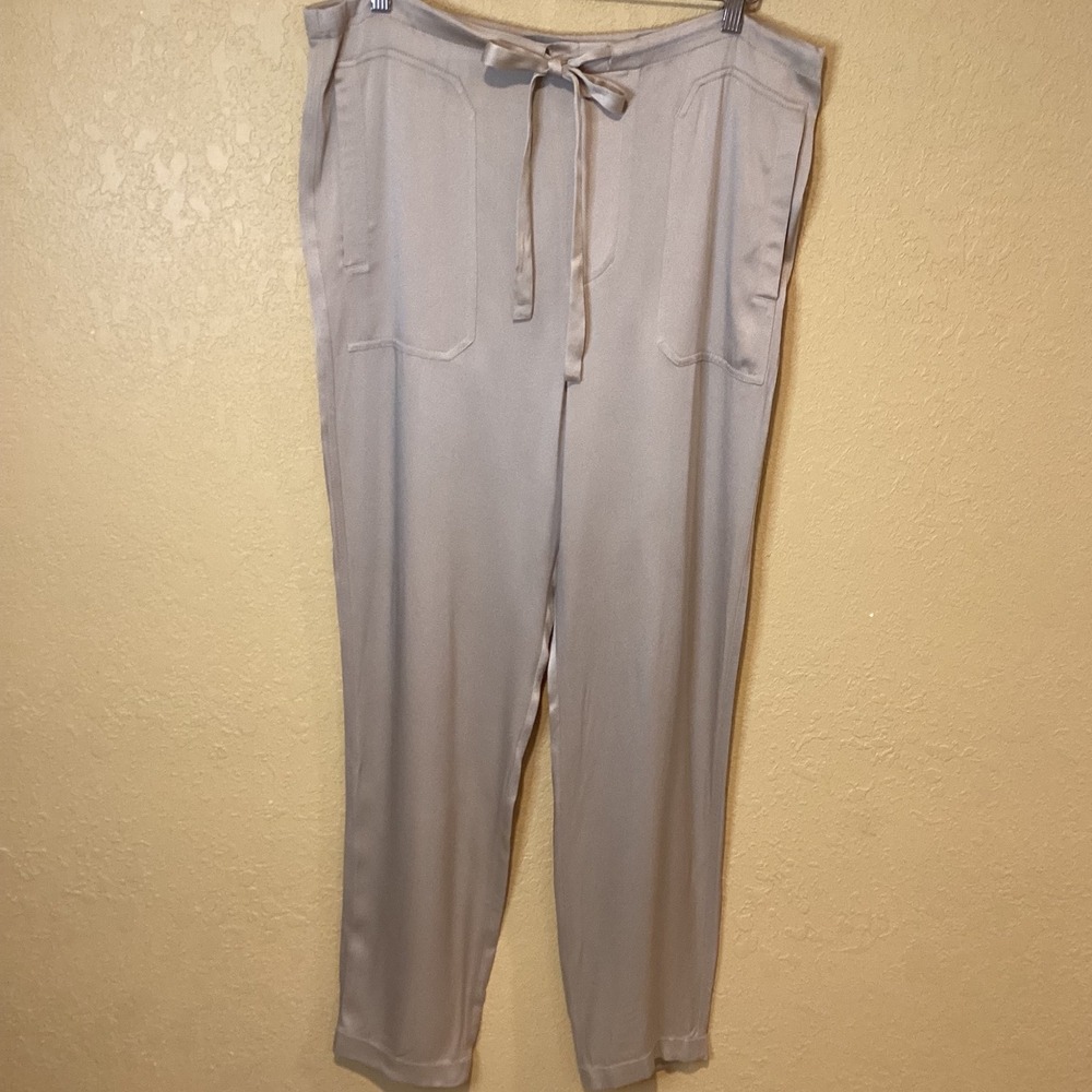 Vince Satin Drawstring Pants in Champagne Women's Size Small, Oversized